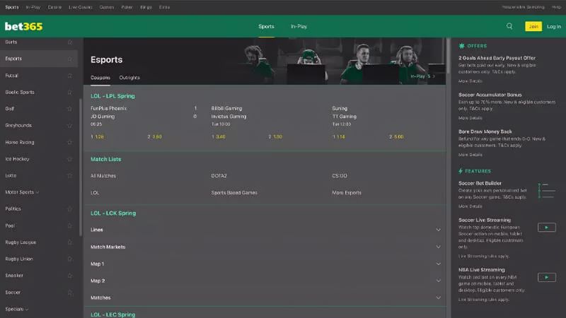 Bet365 ghi dấu ấn với giao diện chuyên nghiệp